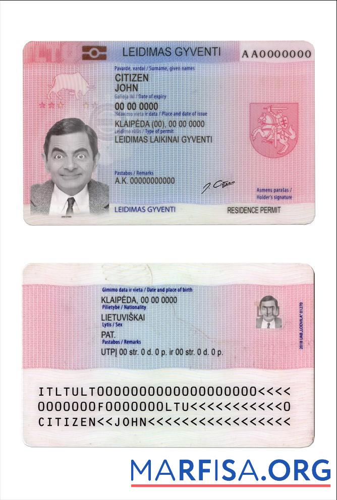 Blank Litva residence card sample